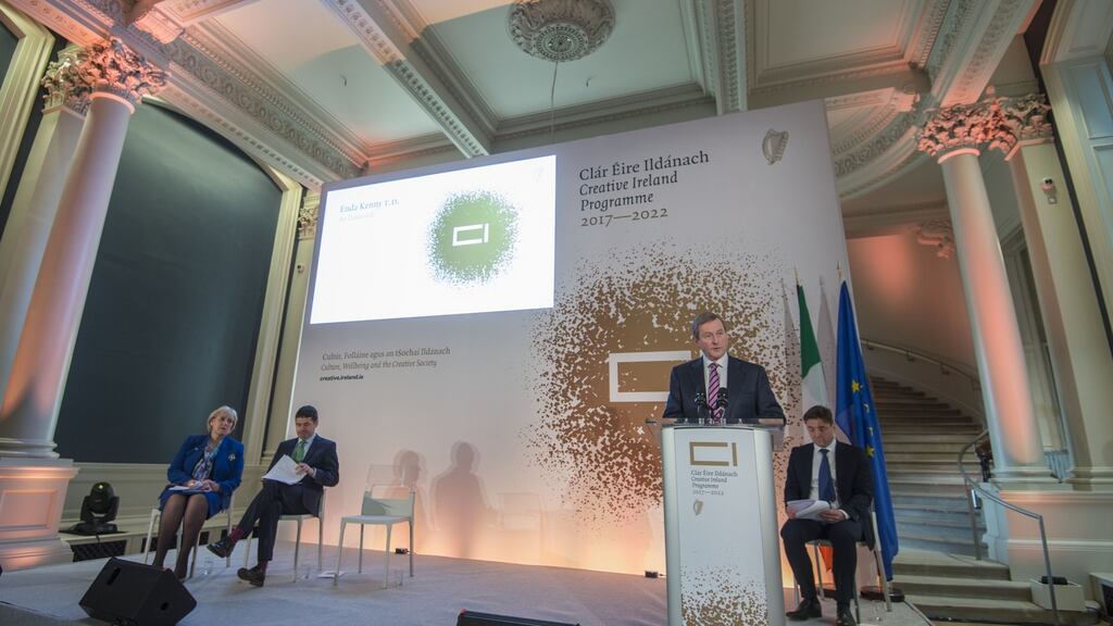 Then taoiseach Enda Kenny speaking in the National Gallery when he launched Creative Ireland, an ambitious plan for the arts, which sceptics regarded as just cosmetic fluff. Photograph: Brenda Fitzsimons