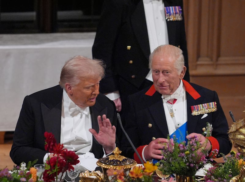 Trump speaks to King Charles during the banquet. Photograph: Yui Mok/WPA Pool/Getty Images