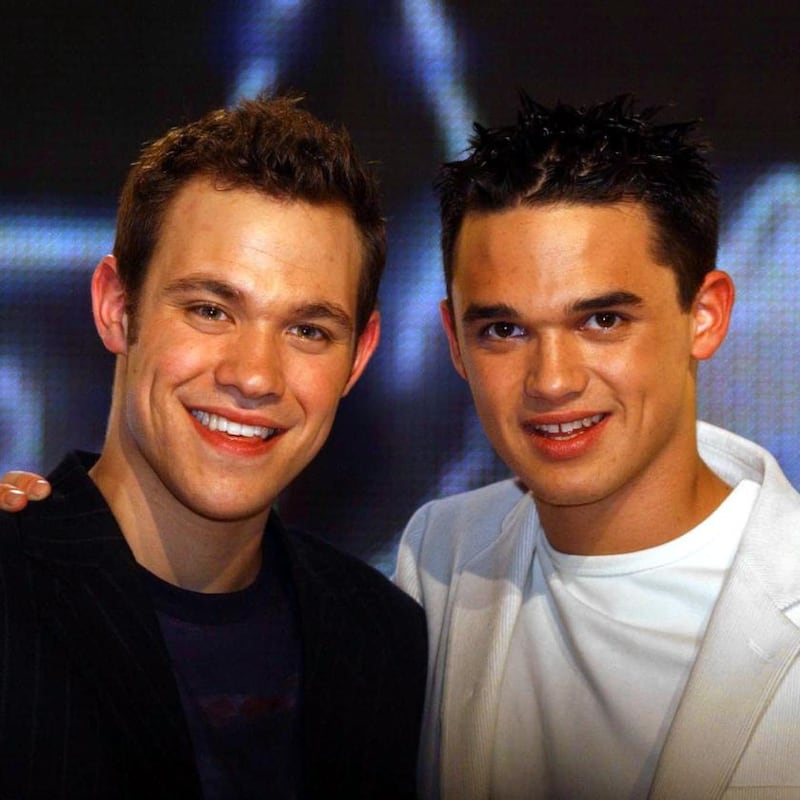 Pop Idol winner Will Young and runner-up Gareth Gates  pose for the media during a photocall in London in February 2002. Photograph: Myung Jung Kim/PA