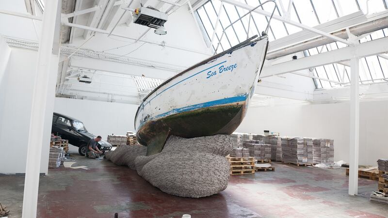 David Mach has been commissioned by Galway International Arts Festival to create one of his gargantuan newspaper installations which will feature as part of this year’s festival. Photograph: Andrew Downes, xposure