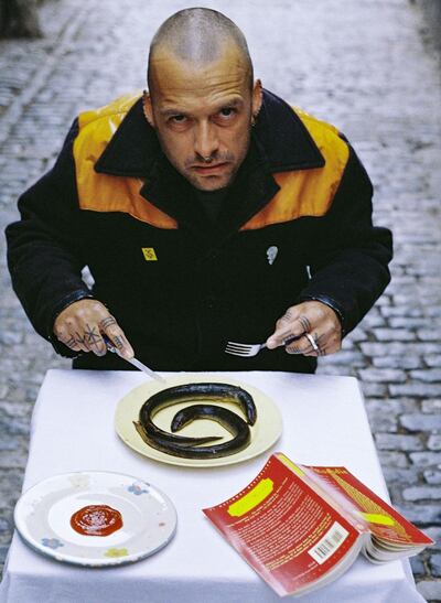 Ian Lynch performs a spoken word poem called Rougery and Nonsense. Photograph: Myriam Riand
