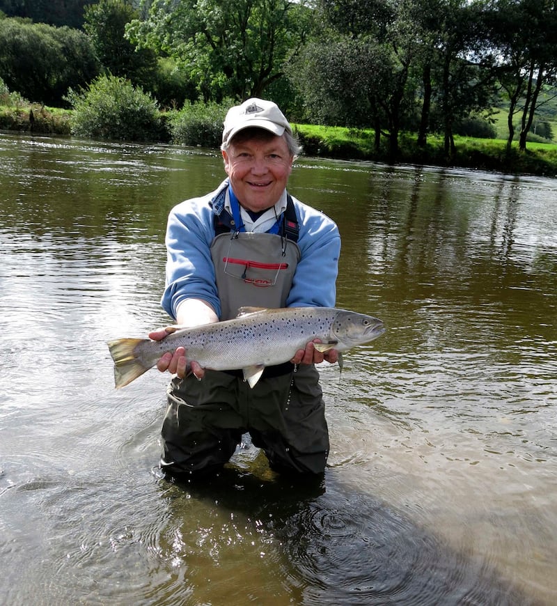 Ken Whelan with a magnificent sea trout from Dyfi Reserve in Mid-Wales