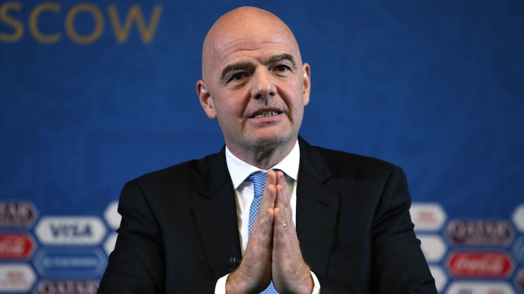 FIFA president Gianni Infantino: ‘We still face challenges to tackle this problem in our sport, as we do in society.’ Photograph: Nick Potts/PA Wire