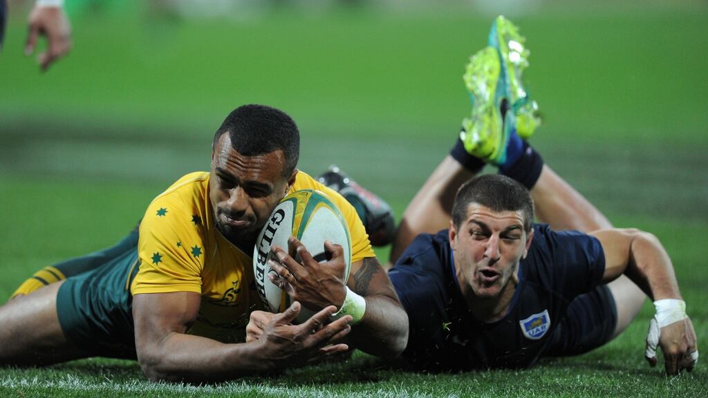 Australia’s Will Genia  scores a try during the Rugby Championship match against  Argentina in Perth. Photograph: Greg Wood/AFP/Getty Images