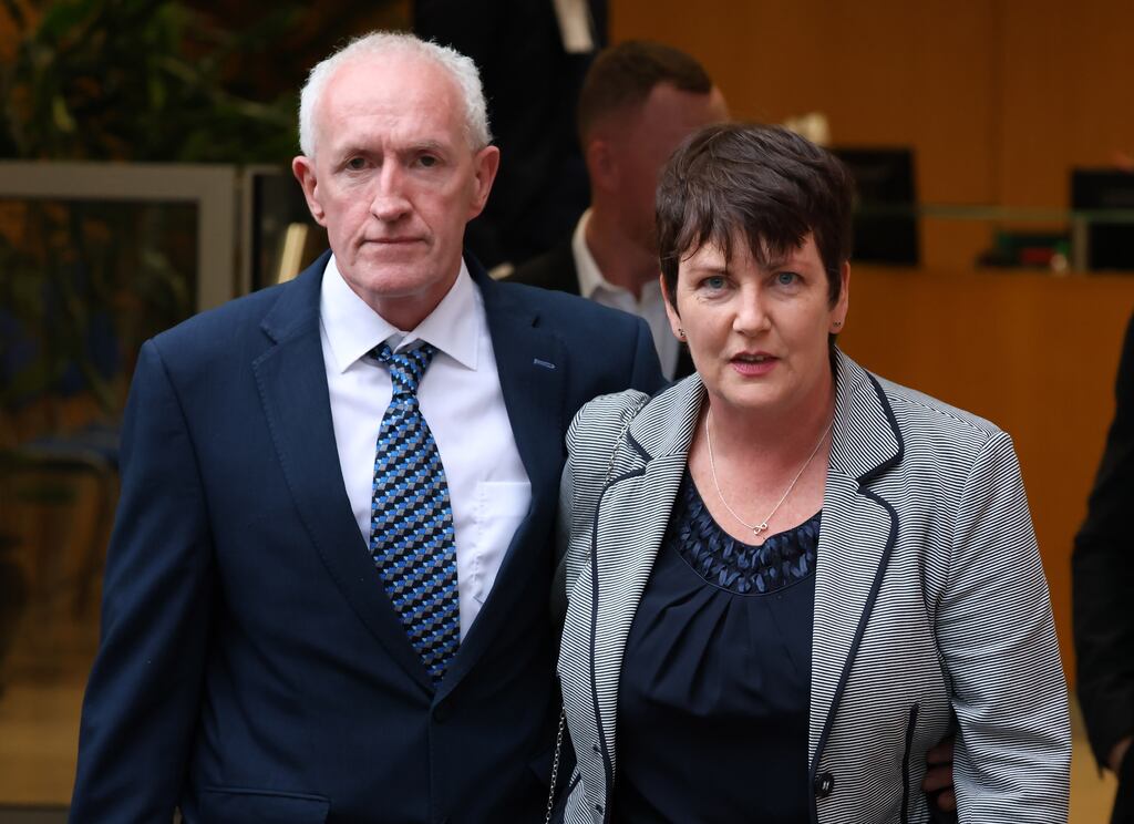 Niamh Murray and her husband Joe, grandparents of the late Joshua Smith Murray, leaving the Dublin District Coroner's Court after the inquest into the death of infant Joshua Smith Murray, from Bohola, Co Mayo, who died on 1st January, 2017. Photograph: Colin Keegan, Collins Dublin