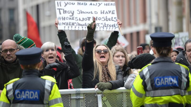 A protest in Dublin on Thursday against homelessness. Photograph: Nick Bradshaw/The Irish Times