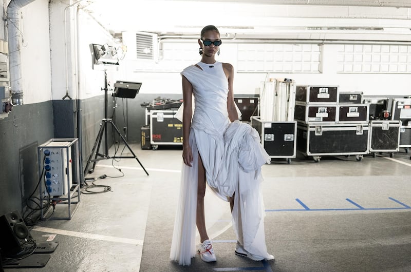 Paris Fashion Week: backstage at the Off-White show. Photograph: Vittorio Zunino Celotto/Getty