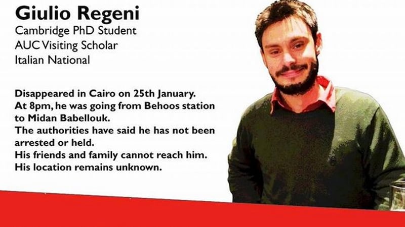 Image posted online when Giulio Regeni went missing. Photograph: #wheresgiulio via AP