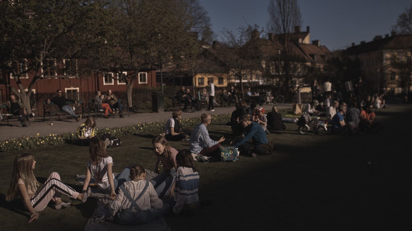 Picnickers in the Soderlmalm district of Stockholm