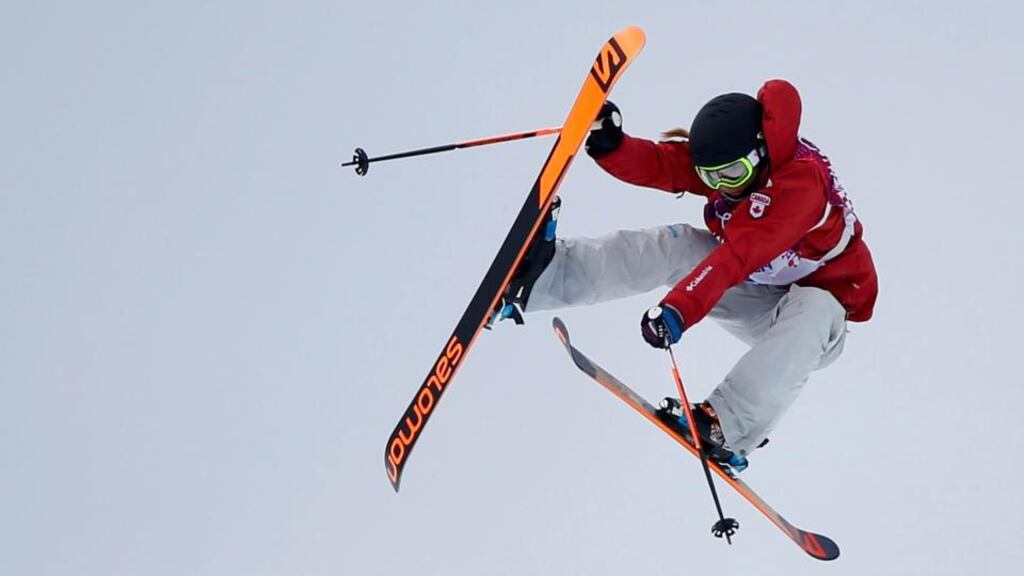 Canada’s Dara Howell, who took the gold medal, performs a jump during the women’s freestyle skiing slopestyle finals. Photograph: Mike Blake/Reuters