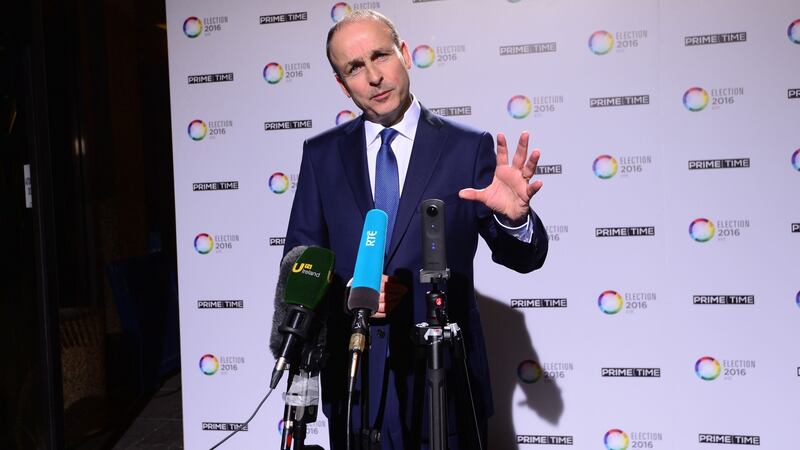 Micheál Martin arriving for the RTÉ Prime Time Leaders’ Debate. Photograph: Dara Mac Dónaill