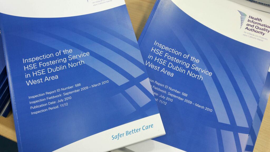 File image of a report of Inspection of Fostering Services published by the Health Information and Quality Authority in 2010. Photograph: Eric Luke/The Irish Times