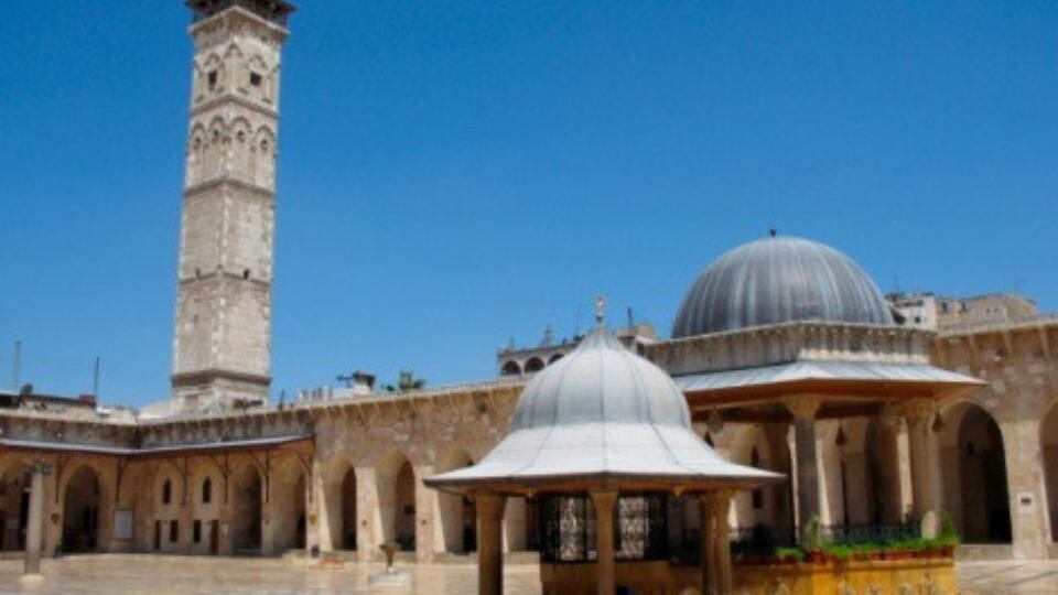 Ancient city of Aleppo. Pictured is the city’s Umayyad mosque before its minaret was destroyed in clashes on April 24th, having stood since 1090. Aleppo is among the six ancient sites in Syria that have been added to Unesco’s list of endangered world heritage sites. Photograph: Elisabetta Frega