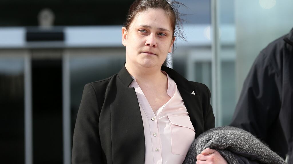 Alicja Kalinowska leaves the Central Criminal Court in Dublin after giving evidence in the trial of Tomas Gajowniczek. Photograph: Collins Courts.