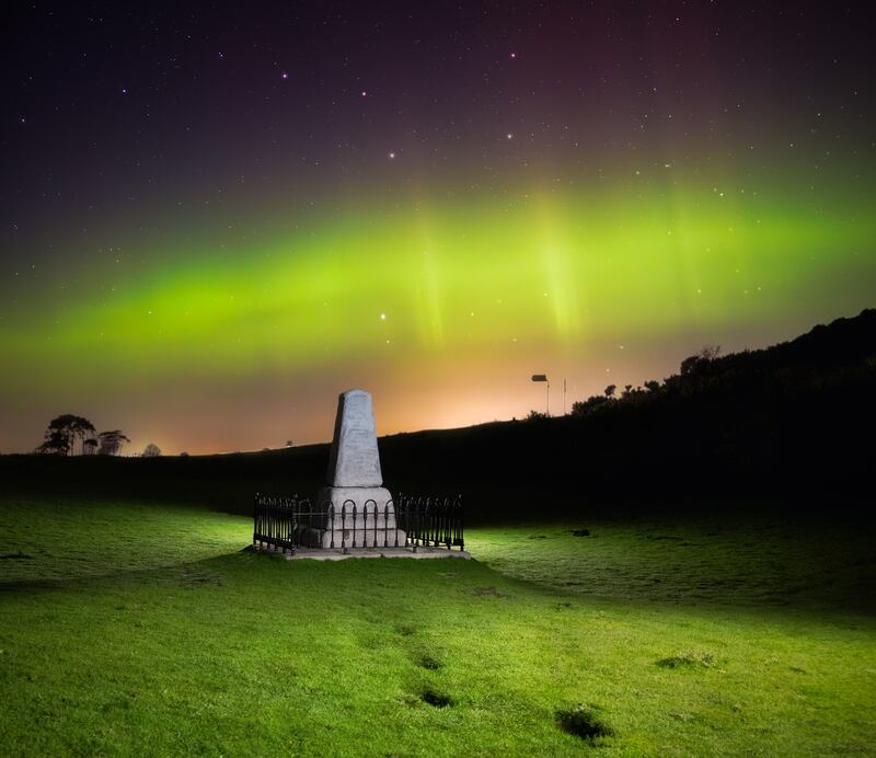 The Aurora Borealis on display over Donnelly's Hollow in the Curragh, Co Kildare. Photograph: Mark McGuire