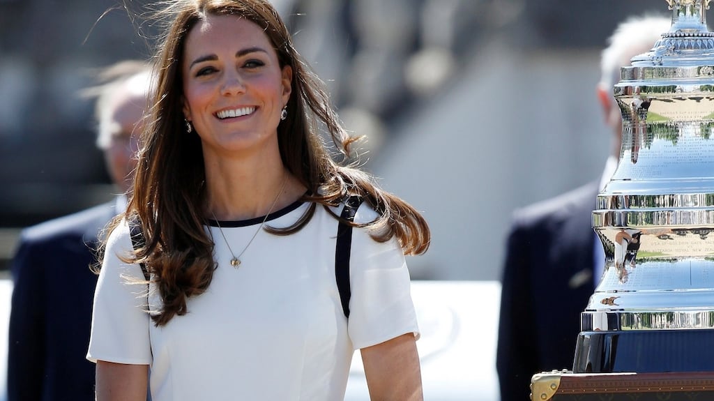 The Duchess of Cambridge wears a Jaeger dress: the firm filed a notice of intent to grant administration with the British high court last Friday. Photograph: Luke MacGregor/Reuters