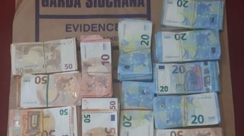 Some of the cash seized by gardaí during raids in Carlingford, Co Louth. Photograph: An Garda