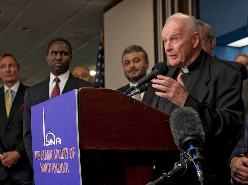Then Cardinal Theodore McCarrick speaks at a news conference in Washington, September 2010. Photograph: Stephen Crowley/The New York Times