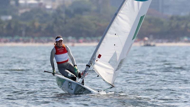 Ireland’s Annalise Murphy in action during the medal race of the Laser Radial class in Rio, where she won a silver medal. Photograph: Martin Rickett/PA Wire