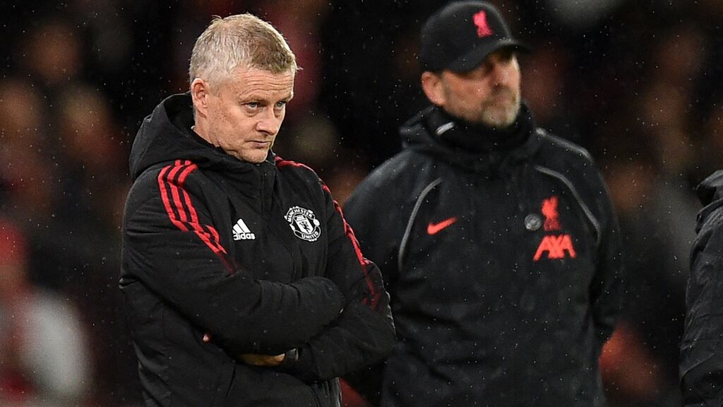 United manager Ole Gunnar Solskjaer and Liverpool’s manager Jurgen Klopp during their league match at Old Trafford on October 24th. Photograph: Oli Scarff/AFP