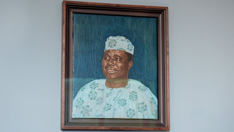 A portrait of Nigeria’s first foreign minister, Dr Jaja Wachuku, now hangs in the historical society’s conversation room in Trinity College Dublin. Photograph: Alan Betson / The Irish Times