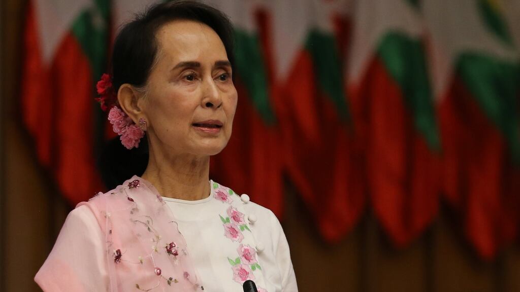 Myanmar’s de facto leader Aung San Suu Kyi: accused of failing to show moral leadership in the Rohingya crisis. Photograph: Hein Htet/EPA