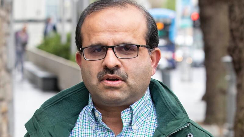 Dr Muhammad Wasif Ghaffar, leaving court after giving evidence in the trial of two boys accused of the murder of schoolgirl, Ana Kriégel. The two boys have pleaded not guilty to her murder. Photograph: Collins Courts