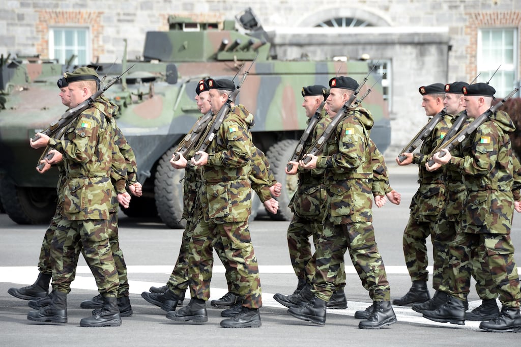 Personnel from the 46th Infantry Group at a review at Custume Barracks, Athlone, ahead of their deployment with Undof. Photograph: Eric Luke / The Irish Times
46th Infantry Group
United Nations Disengagement Observer Force
UNDOF
Defence Forces
Athlone