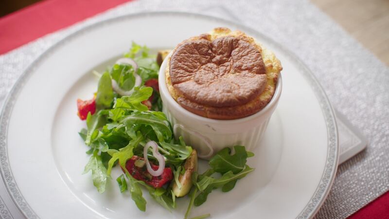 Cheddar cheese and courgette souffle