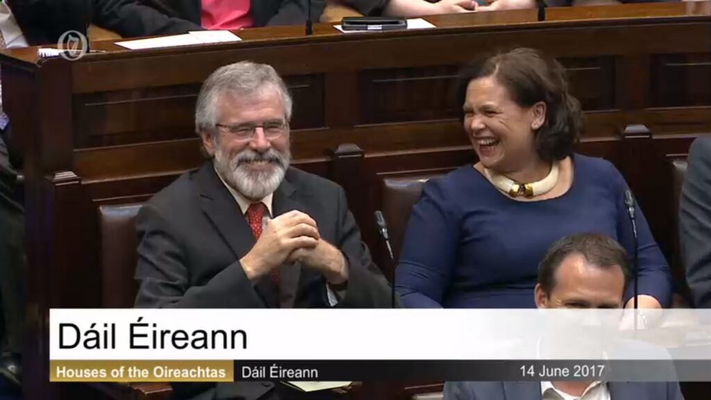 Gerry Adams and Mary Lou McDonald in the Dáil on Wednesday