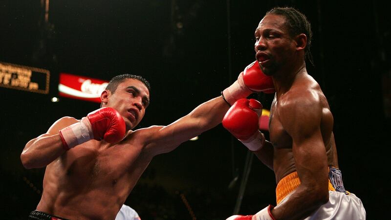 Jesus Chavez lands a left against Leavander Johnson during an IBF lightweight world title bout at the MGM Grand Garden Arena in Las Vegas in September 2005. Photograph: Jed Jacobsohn/Getty Images