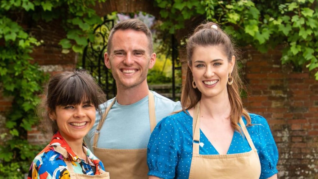 The Great British Bake Off 2019 finalists: (left to right) Steph, David, Alice. Photograph: Mark Bourdillon/Love Productions