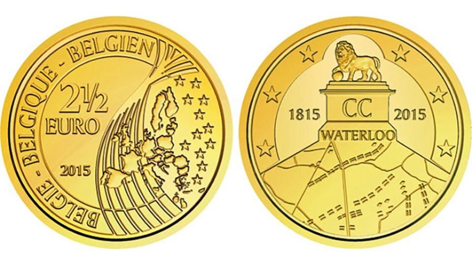 Controversial: the €2.50 coin commemorating Napoleon’s defeat at the Battle of Waterloo. Belgium has issued it despite France’s objections. Photograph: New York Times