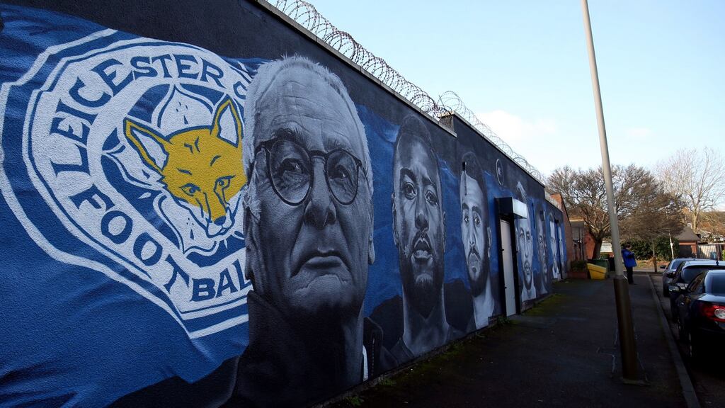 A mural of Claudio Ranieri in Leicester city centre. Photograph: Chris Radburn/PA