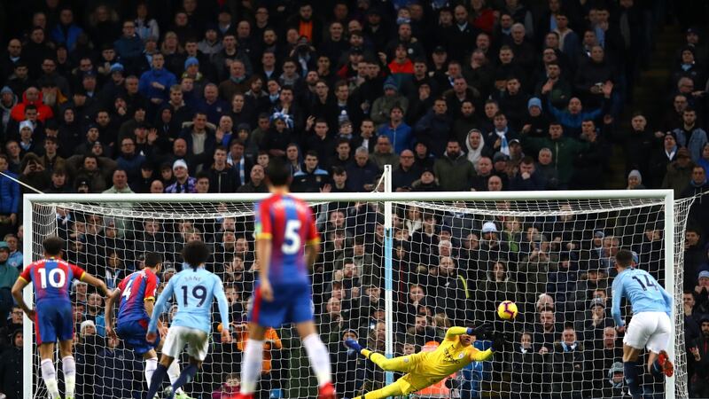 Luka Milivojevic nets a penalty to put Palace 3-1 up. Photo: Clive Brunskill/Getty Images