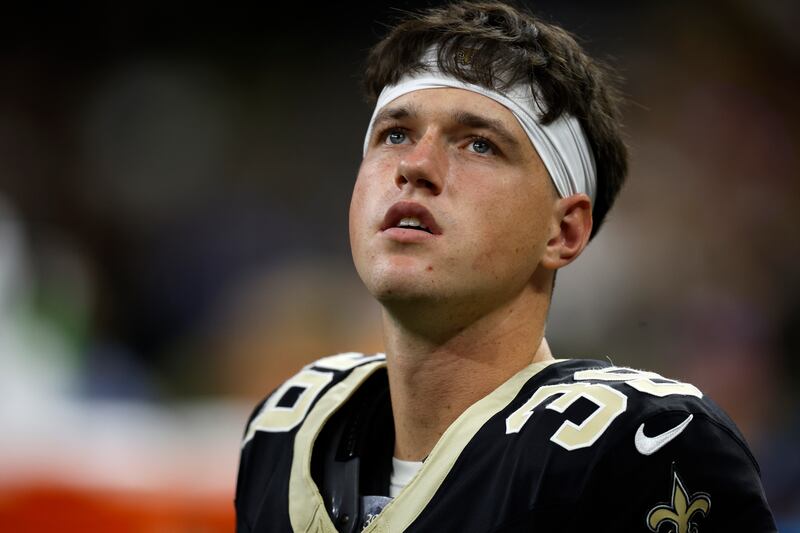 Charlie Smyth of the New Orleans Saints looks on against the Tennessee Titans at Mercedes Benz Superdome. Photograph: Chris Graythen/Getty