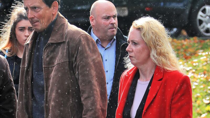 Former Olympic swimmer Michelle De Bruin and her husband Erik at the funeral of sports broadcaster Jimmy Magee. Photogrph: Colin Keegan/Collins Dublin.