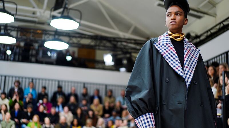 A model presents a creation during the JW Anderson catwalk show at London Fashion Week Women’s A/W19 in London, Britain February 18, 2019. Photograph: Henry Nicholls/Reuters