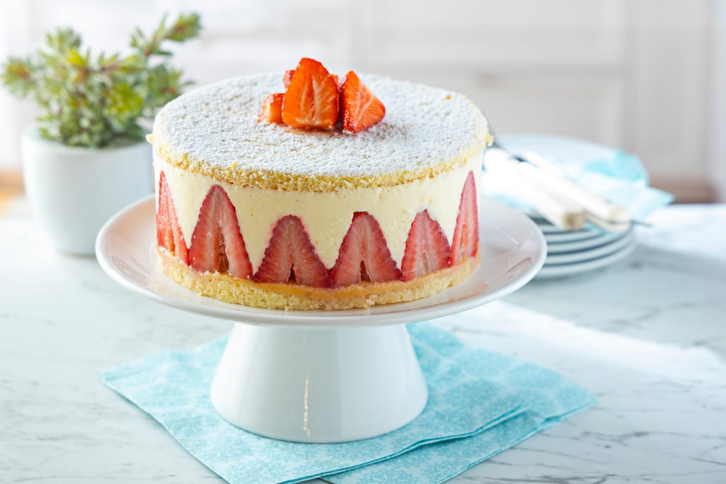 Strawberry fraisier cake. Photograph:
Harry Weir Photography