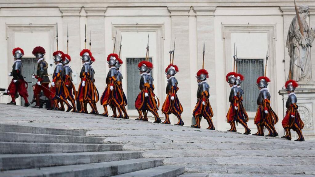 Swiss Guards at the Vatican. An Extraordinary Synod of Bishops begins in Rome on October 5th.