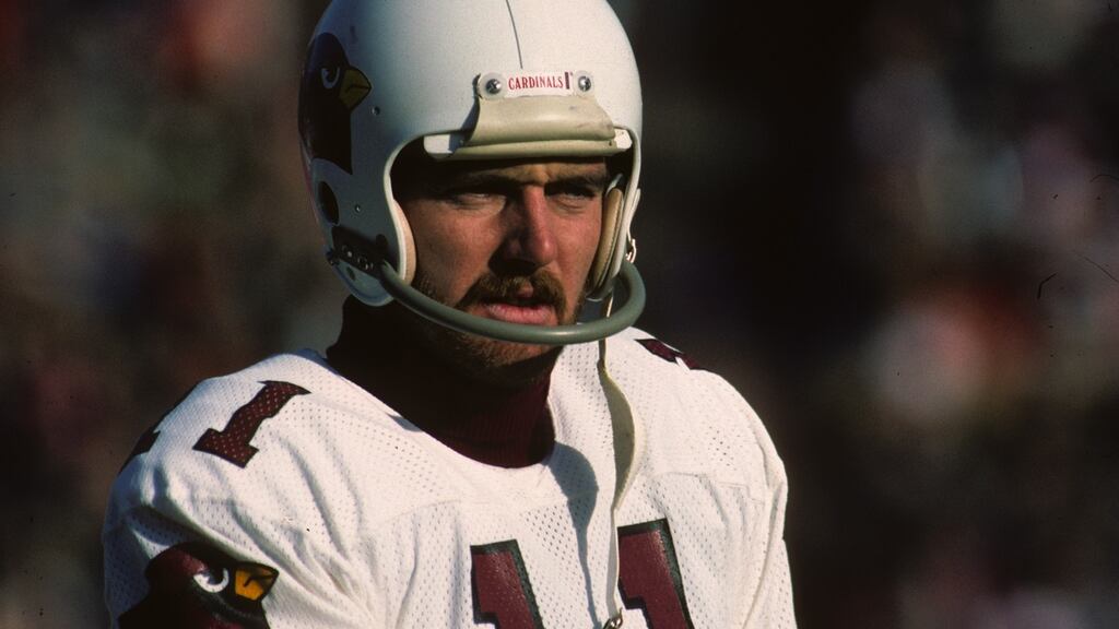 Kicker Neil O’Donoghue of the St. Louis Cardinals looks on from the field before a game against the New England Patriots at Foxboro Stadium on December 2, 1984 in Foxboro, Massachusetts. Photo: George Gojkovich/Getty Images