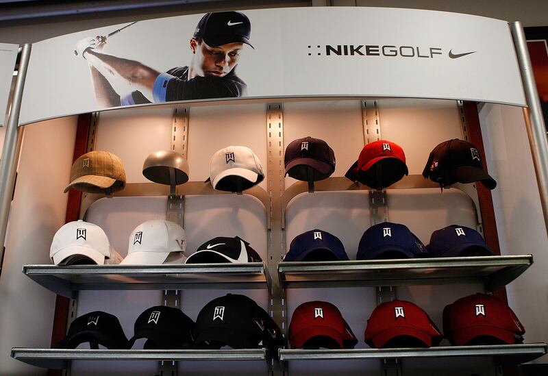 A selection of Nike golf hats. Photograph: Getty