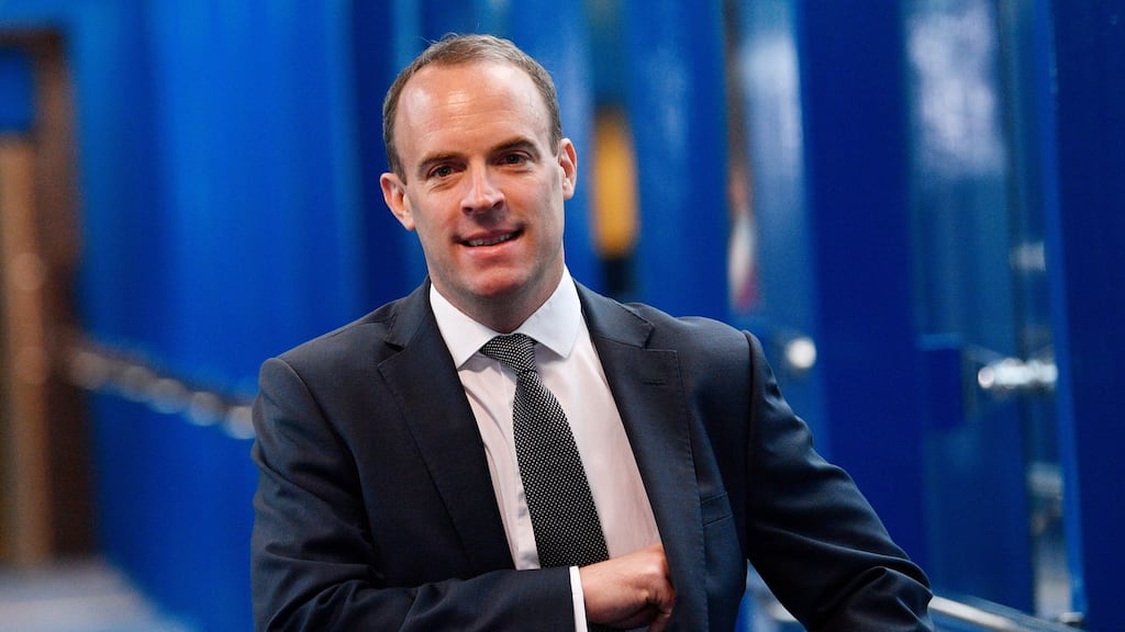 Britain’s Brexit secretaty Dominic Raab is flying to Brussels on Sunday for talks with the EU’s chief Brexit negotiator Michel Barnier. Photograph: EPA