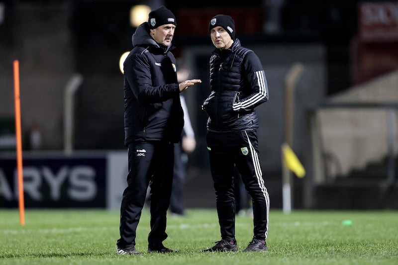 Kerry manager Jack O’Connor and coach Paddy Tally in Páírc Uí Rinn earlier this year. Photograph: Laszlo Geczo/Inpho