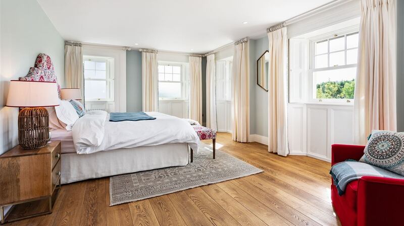Pine Lodge: the master bedroom at Saoirse Ronan’s Co Wicklow home