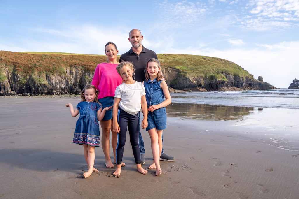 The Haugheys, l to r, Eve, age six; parents Brenda and Patrick, Alissa age nine, and Erica, age 10