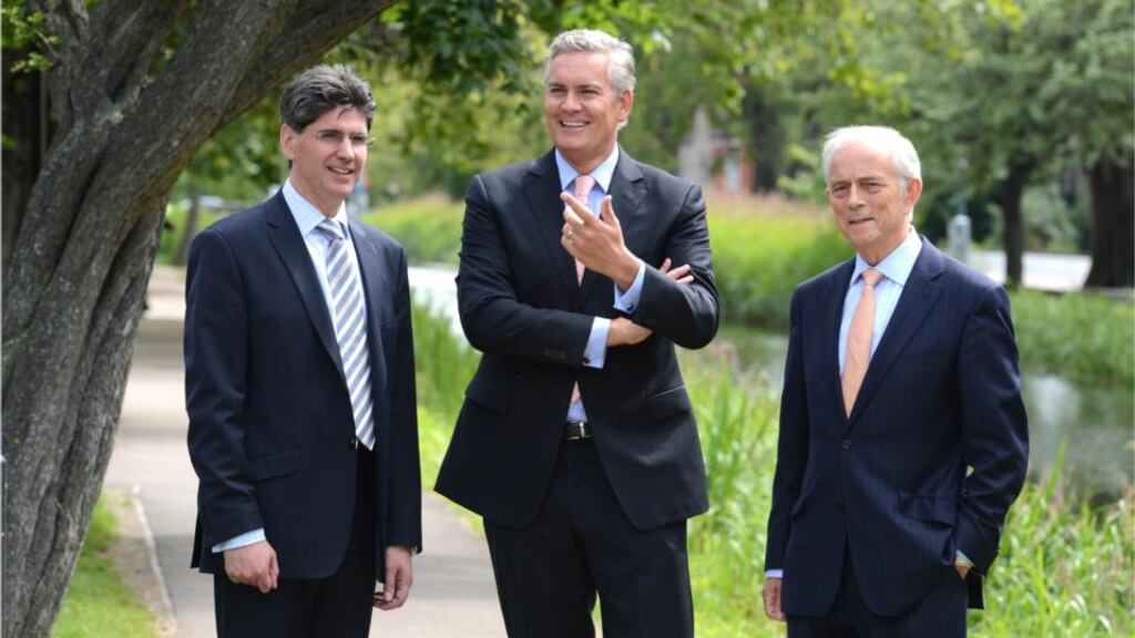 Providence Resources chief executive Tony O Reilly with chairman  Brian Hillery and John O’Sullivan, technical director (left). Photo: Dara Mac Dónaill/The Irish Times