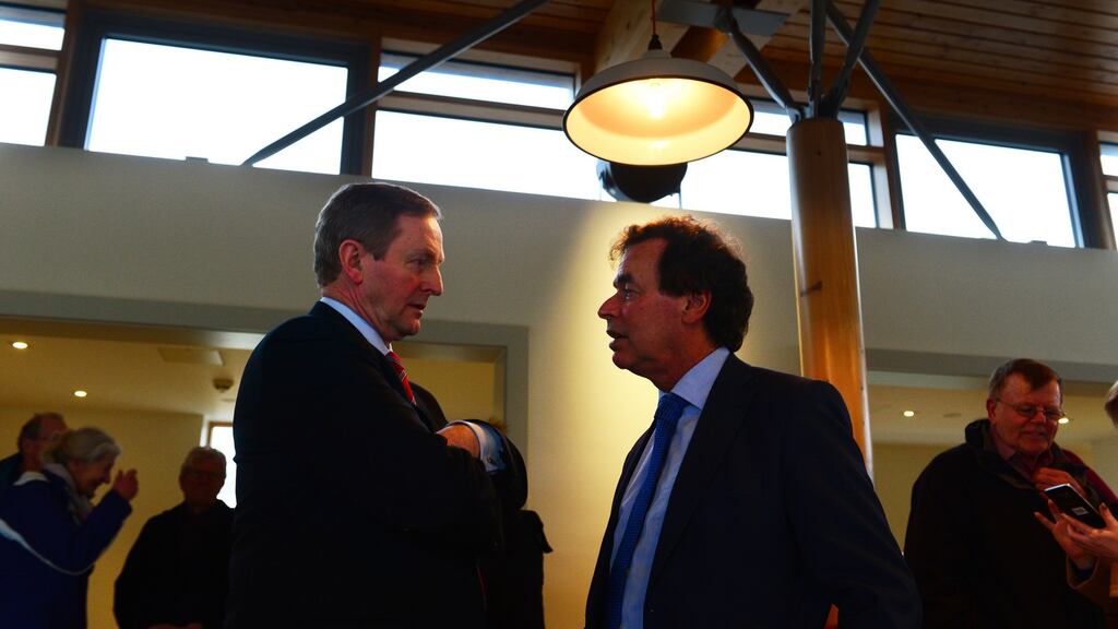 Taoiseach Enda Kenny speaking with Alan Shatter at Airfield, Dundrum in February. File photograph: Cyril Byrne /The Irish Times