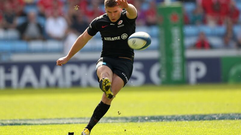 Owen Farrell: landed eight kicks from nine attempts in Saracens’ victory over Munster at the , Ricoh Arena, Coventry. Photograph: Billy Stickland/Inpho