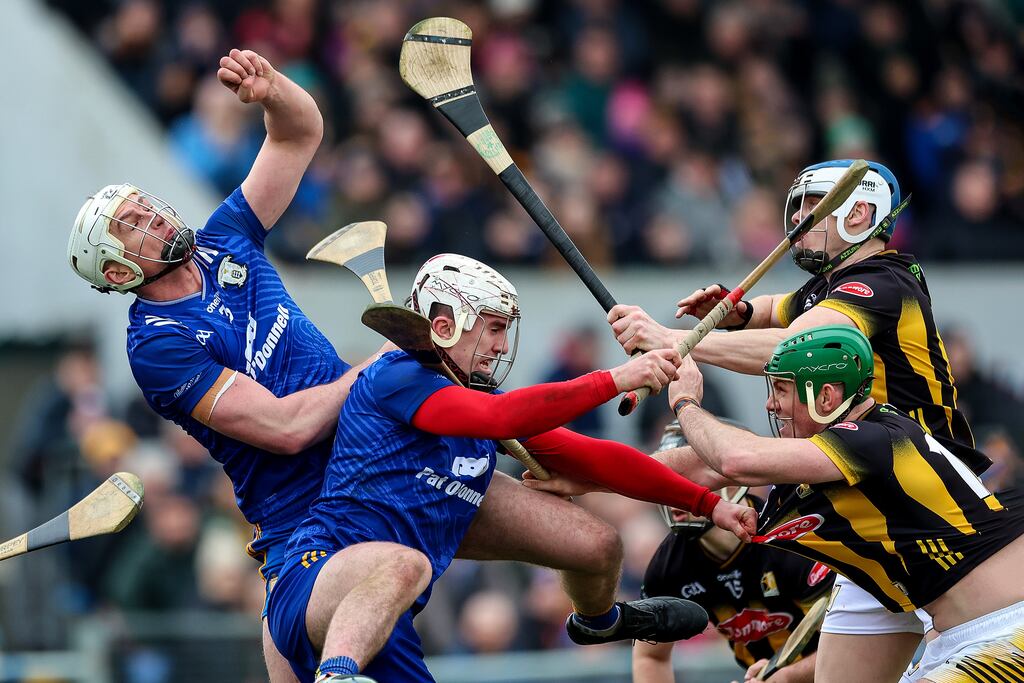 Clare's Colm Cleary and Adam Hogan in action against Kilkenny's Eoin Cody and TJ Reid during the league clash last month in Ennis. Photograph: Natasha Barton/Inpho